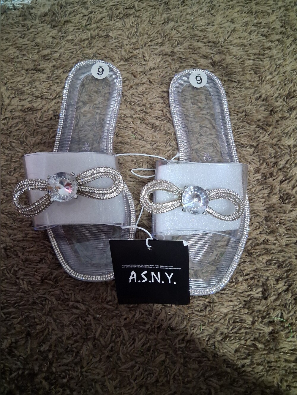 Brand New Ladies Size 6 Asny Acrylic Silver Glitter  Sandals